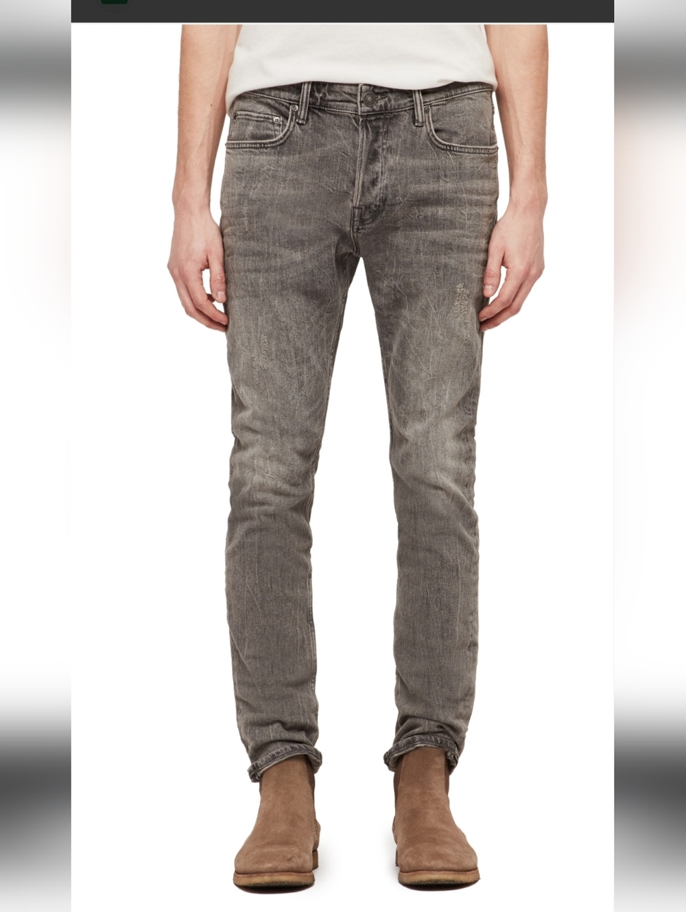 All Saints Cigarette Button-Fly Skinny Men Jeans Gray Size 30×30